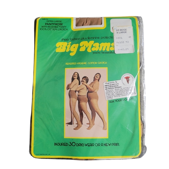 * Big Mama vintage Extra Large Pantyhose reusable panty 3 new packs - Picture 3 of 8